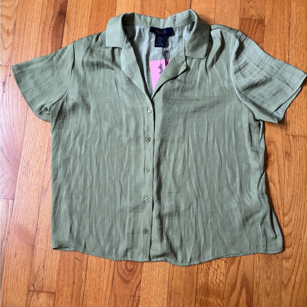 NWT RACHEL by Rachel Roy Green Satin Top